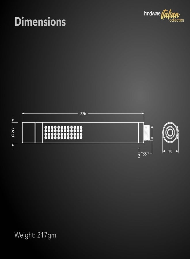 هيندوير مجموعة هندوير الإيطالية F500007CP دش يدوي ثنائي التدفق للحمام | مصنوع من النحاس | مطلي بالكروم | مزود بخطاف جداري | تقنية توفير الماء والهواء | وضعان للدش - تدفق نفاث وتدفق مطري - Image 3